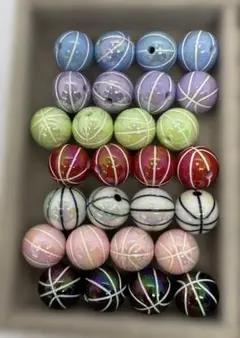 バスケットボール　カスタムビーズ　カスタムボールペン可　28個