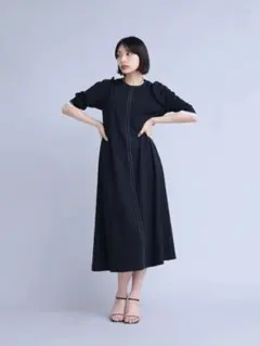 Aga アーガ　ヤマダヤ　プリーツフロントフリルワンピース M ブラック 新品 Agaプリーツフロントフリルワンピース(ブラック) - メルカリ