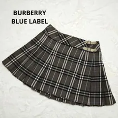 極美品✨【バーバリーブルーレーベル】プリーツスカート ロゴ刻印ベルト チェック 極美品✨【バーバリーブルーレーベル】プリーツスカート ロゴ