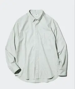 uniqloユニクロボタンダウンオックスフォードシャツMグリーンストライプ