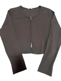 GU リブダブルジップカーディガン ブラウン　春　カーディガン　美品　インナー