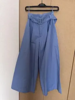 ZARA ベルテッドワイドパンツ ブルー ザラ XSサイズ