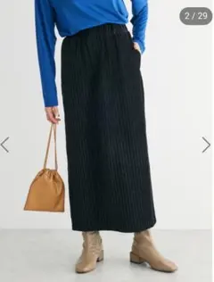 green parksグリーンパークス　コーデュロイナロースカート　ブラック