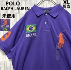 ポロ ラルフローレン 半袖ポロシャツ ブラジル 刺繍ロゴL 鹿の子 タグ付未使用