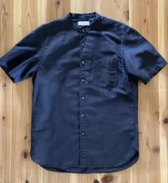 UNIQLO ダークネイビー コットンリネン　半袖シャツ メンズM
