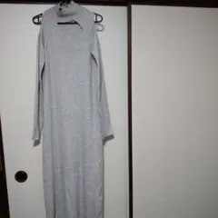 JEANASiSグレー タートルネックオフショルダー ニットワンピース