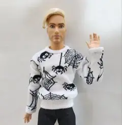 ドール用　ハロウィーンセーター 蜘蛛の巣柄