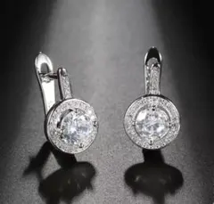 1012 シルバー サークル ピアス s925 czダイヤモンド