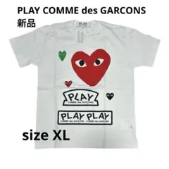 t209【美品】プレイコムデギャルソン 刺繍 ロゴ ハート Tシャツ 入手