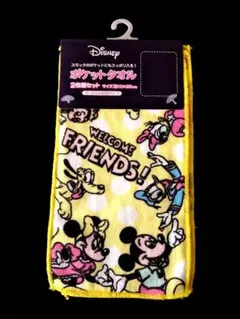 【新品】Disney　ミッキー&フレンズ　ポケットタオル　2枚組セット