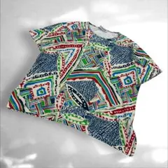 ミッソーニMISSONI 幾何学模様 半袖Tシャツ　孔雀風総柄　40（B2のサムネイル