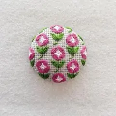 刺繍ブローチ　朝顔【グレー×ピンク】