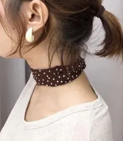 新品未使用 ブラウン 水玉模様 スカーフ