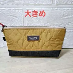 L28　ペンケース　大きめ　ハンドメイド　キルティング　ハート