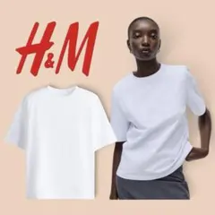 完売 新品 H&M ルーズフィット コットンTシャツ ショルダーパッド 肩パッドのサムネイル