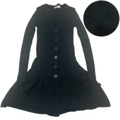 GALLERY VISCONTI ロングカーディガン 花柄 フリル ブラック