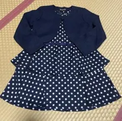 k*i様 130 ネイビー・ドット柄ワンピース・ボレロセット