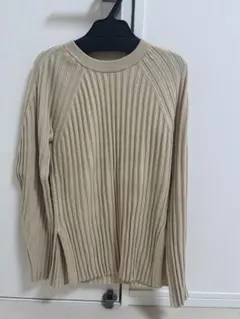 YENN リブ編みベージュ長袖ニット
