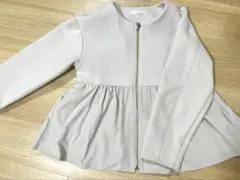 ノーカラージャケット ライトグレー フレアスリーブ