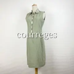 courreges ノースリーブ チェック ワンピース ロゴ