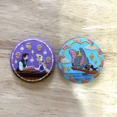 ディズニー　刺繍缶バッジ2個セット　ラプンツェル　ダンボ