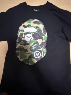 A BATHING APE カモフラ柄ロゴ Tシャツ ブラック