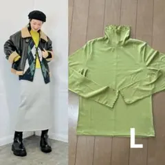 GUソフトリブタートルネックT メロー長袖カットソー L ハイネック メロウ