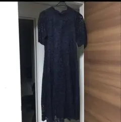 パーティードレス 刺繍 ネイビー LLサイズ