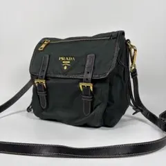 PRADA プラダ ショルダーバッグ ナイロン レザー　グリーン カーキ