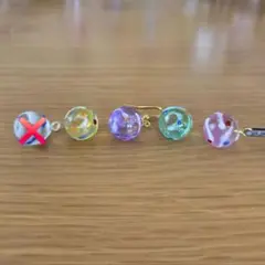ハンドメイド　ピアス　夏　ミニチュアヨーヨー