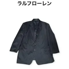 《ビッグサイズ》RALPH LAUREN ストライプテーラードジャケット　黒のサムネイル