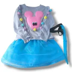 ハンドメイド　ネズミ　ねずみ　キッズコスチューム 110 水色 ハロウィン　仮装