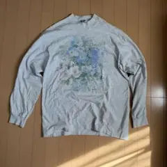 Anvil モックネック スウェット 花柄 グレー L