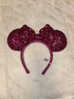 ディズニー ミニー スパンコールカチューシャピンク