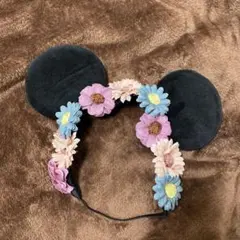 東京ディズニーリゾート ミッキー耳 ヘアバンド　花飾り　ミニー　カチューシャ