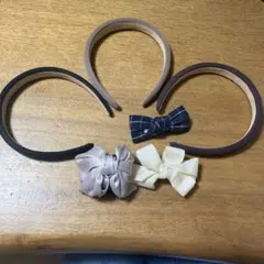 カチューシャ3色とリボンのヘアクリップ、リボンのヘアピン、リボンのバレッタ