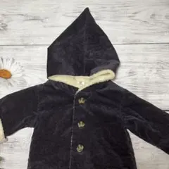 コーデュロイジャケット ダークグレー フード付き　80サイズ