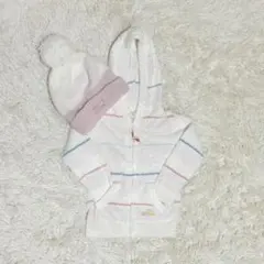 【未使用】ジェラートピケ マルチボーダー パーカー 70cm 80cm 帽子付き