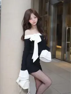 ダーリッチ シフォンドッキングコンパクトニットコンビネゾン