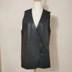 関西ファッション連合 フェイクレザーベスト M ブラック