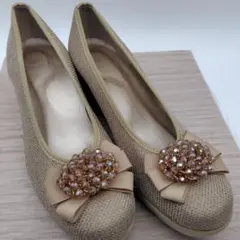 ビジュー付き 5.5cmヒール ソフトパンプス 日本製　23.5cm