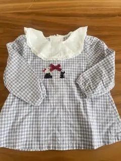 familiar チェック柄 刺繍ブラウス 90