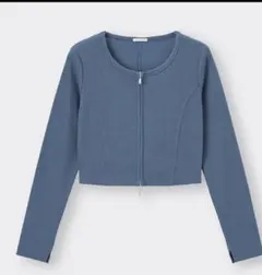 GU リブダブルジップVネックカーディガン