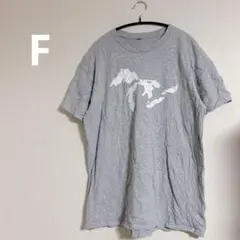 【F】グレー 地図プリント 半袖Tシャツ　シンプル　一点物　海外古着