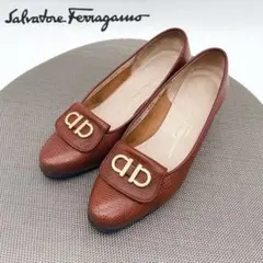 Salvatore Ferragamo ブラウン リザード ガンチーニ パンプス