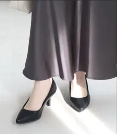 走れるパンプス　美脚ポインテッドトゥ6センチ　ヒールパンプス　ブラックのサムネイル