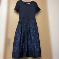 美品　ノアジェ　プリーツフレアワンピース　花柄　桐生織