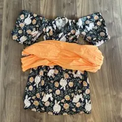 ワンピース浴衣100 1度のみ使用　美品　簡単浴衣夏お祭り　子ども女の子