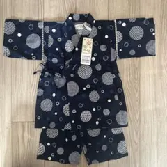 新品タグ付き　甚平 120cm 紺色 円形模様