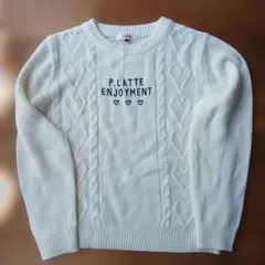 アイボリー ハート柄 ニットセーター